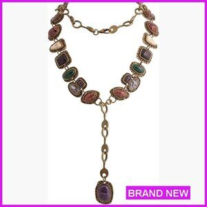 Y-Necklace Bohemian Retro Layered Stone Pendant Dainty Elegant Jewelry